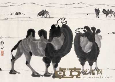 吴作人 骆驼 横幅镜心 47.5×65cm